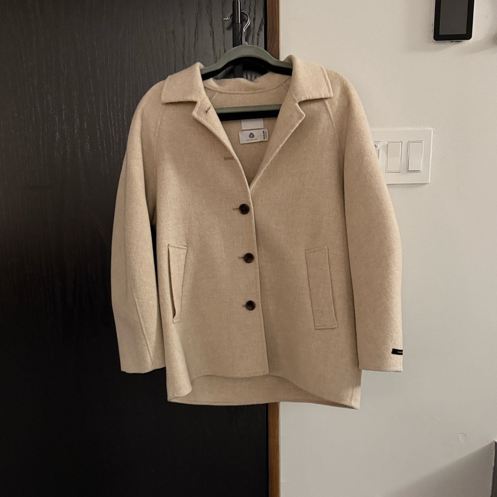 W Concept Korean Brand Nouve Cream Beige Short Wool Coat